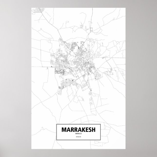 Poster Marrakesh, Marrocos (preto no branco) (Frente)
