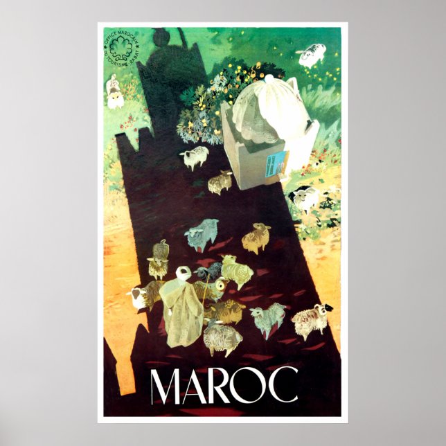 Poster Marrocos, vista aérea, pastor, com seu navio (Frente)