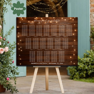 Poster Marrom Corda De Madeira Luzes 18 Mesas Sentadas De