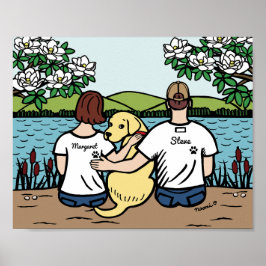 Poster Marrom da família Labrador amarelo personalizado S