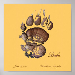 Poster Marrom do Pawprint de Bubu