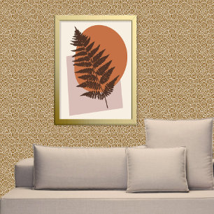 Poster Marrom e bege moderno Fern do século médio