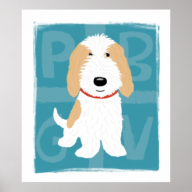 Pôster Marrom e Branco PBGV (Frente)