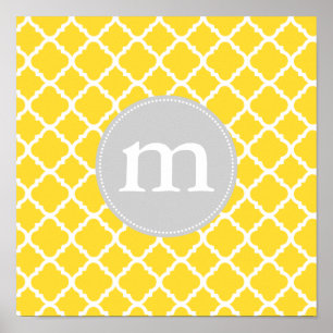 Poster Marroquino amarelo elegante Quatrefoil