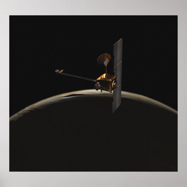 Pôster Mars Odyssey spacecraft over martian sunrise (Frente)