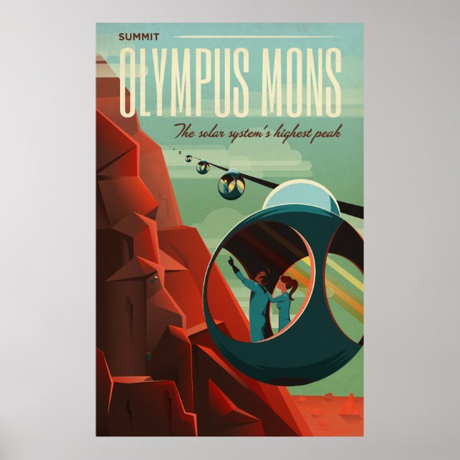 Poster Mars Olympus Mons Maior Sistema Solar de Vulcão (Frente)