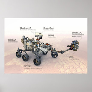 Poster Mars Perseverance Rover Com Instrumentos