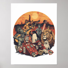 Poster Mars Pop Party Animals – Fun Music & Space Culture