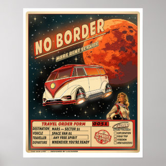 Poster Mars Rent Service | Retro Sci-Fi Space