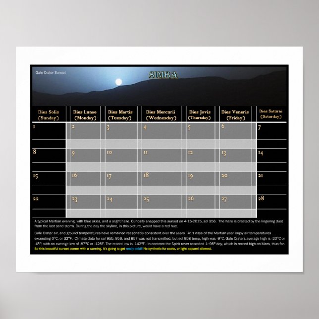 Poster Mar's Sunset: Gale Crater (Frente)
