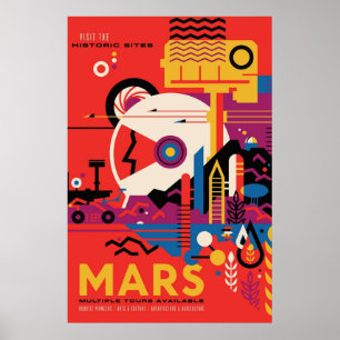 Poster MARS Visita Os Sites Históricos NASA Exploration P