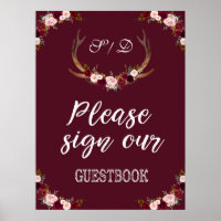 Marsala Floral Antler Burgundy Sinal Nosso Livro