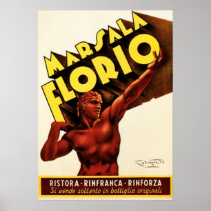 Poster MARSALA FLORIO Itália Vinho Bebida Álcool