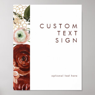 Poster Marsala Outono Floral   Cartões Brancos & Presente