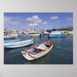 Poster Marsaxlokk Barcos De Pesca Malta