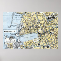 Marselha, France Vintage Map