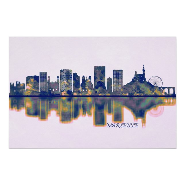 Pôster Marselha Skyline (Frente)