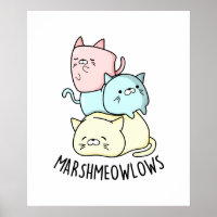 Marsh-meow-low Engraçado Gato-Marshmallow PUn