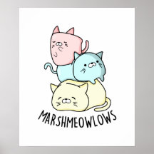 Marsh-meow-low Engraçado Gato-Marshmallow PUn