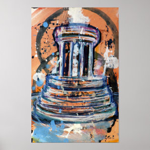 Poster Marshall Michigan Fountain Abstrato Art