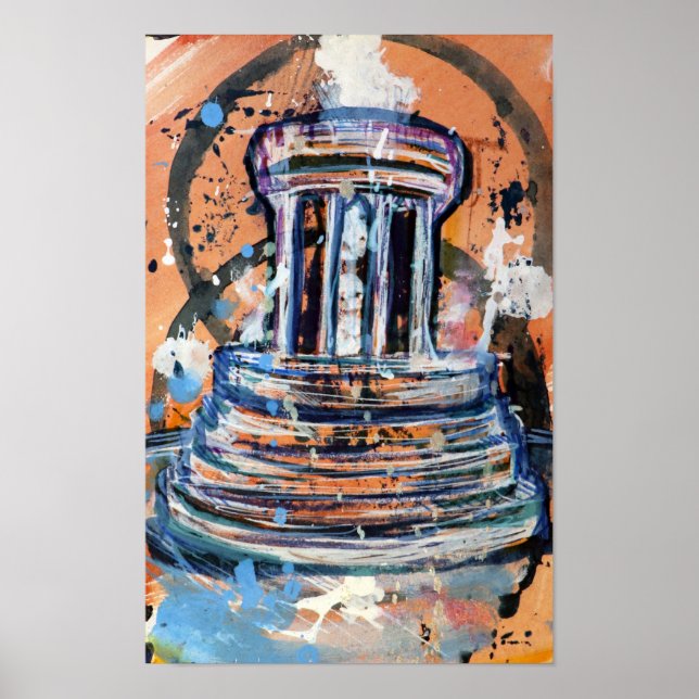 Poster Marshall Michigan Fountain Abstrato Art (Frente)