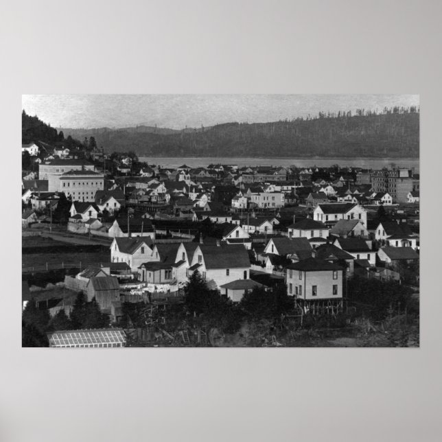 Poster Marshfield, Oregon Town View e Water Photograp (Frente)