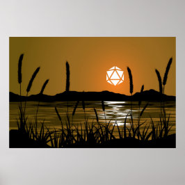Poster Marshland Sunset Lake D20 Dice Sun RPG Paisagem