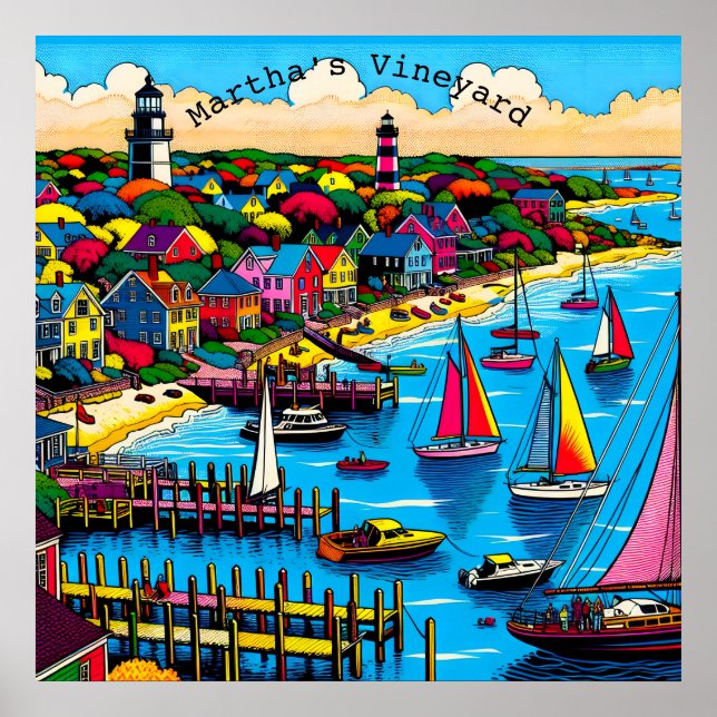 Poster Martha's Vineyard | Abstrato de arte colorida (Frente)