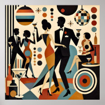 Martínis Jazzy Abstratos e Festa de Coquetel Danç