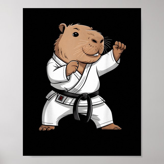 Poster Martial Arts Capybara Funny Karate Taekwondo Jiu J (Frente)