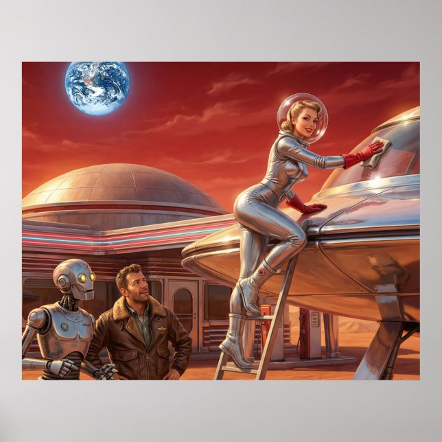 Poster Martian Pit Stop – 1950s Future (Frente)