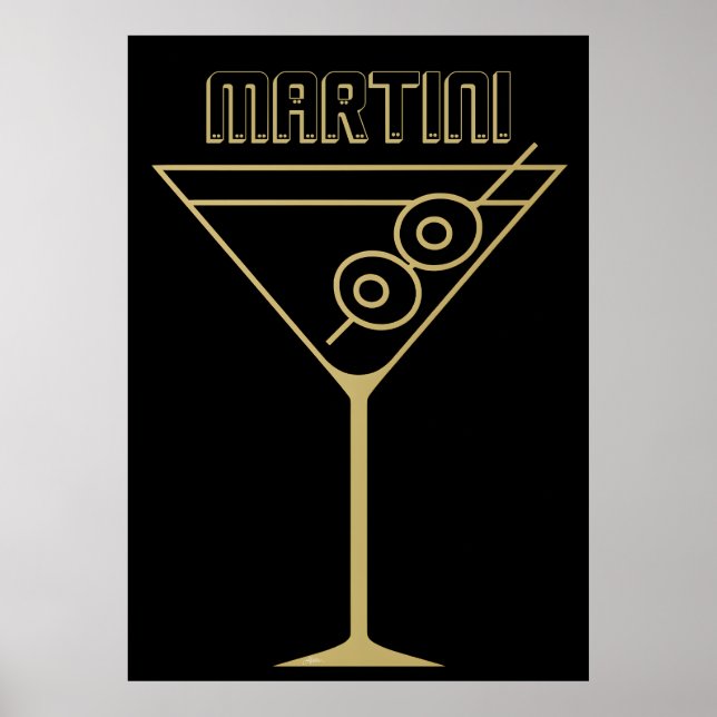 Poster Martini de Duas Azeitonas Dourado Estilo Moderno d (Frente)