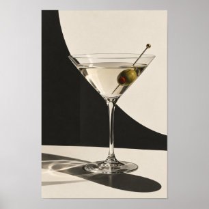 Poster Martini de Oliva Clássico – Minimalista Preto e Br