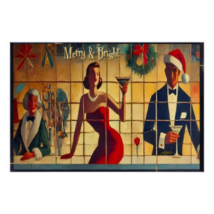 Pôster Martini de Última Chamada da Noite de Natal Retro