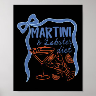 Poster Martini E Lagosta Dieta Costeira Verão Engraçada
