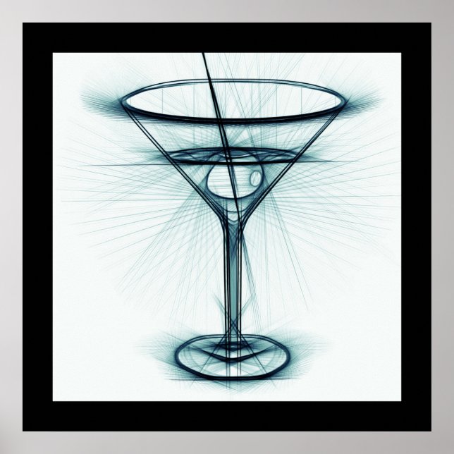 Pôster Martini Glass Sketch (Frente)