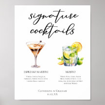 Martini Mojito Signature Cocktails Menu Casamento