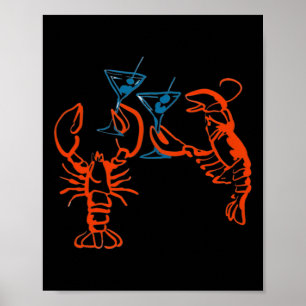 Poster Martini Red Lagosta Estética de Comida Italiana Ve