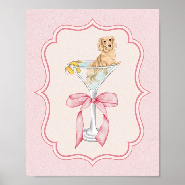 Poster Martini Weenie Coquette Dachshund Watercolor (Frente)