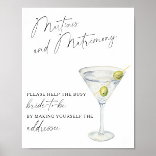 Poster Martinis & Ajuda de Matrimônio para a noiva ocupad