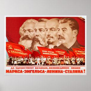 Poster Marx, Engels, Lenin e Stalin, Propaganda 1953