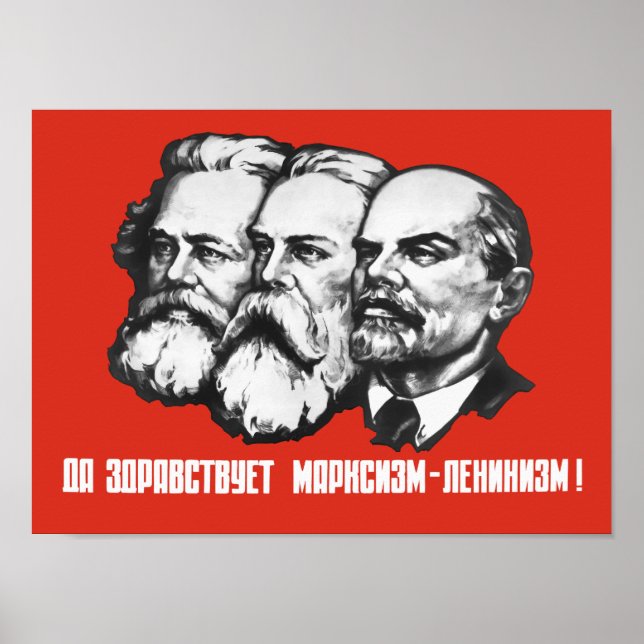 Poster Marx - Engels - Lenin - Propaganda Soviética (Frente)
