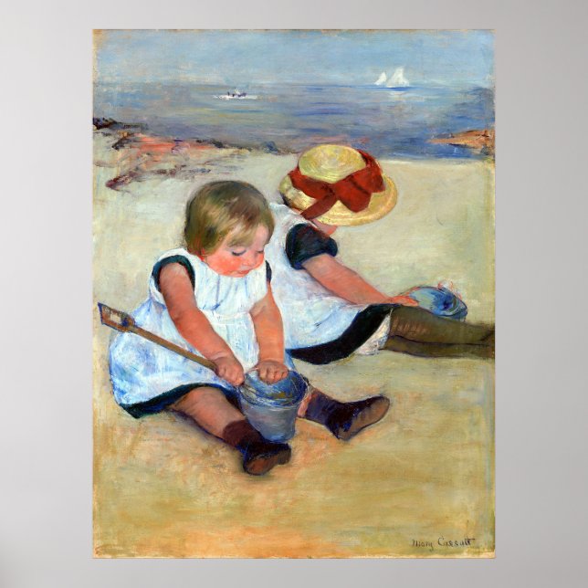 Poster Mary Cassatt Children tocando na praia (Frente)