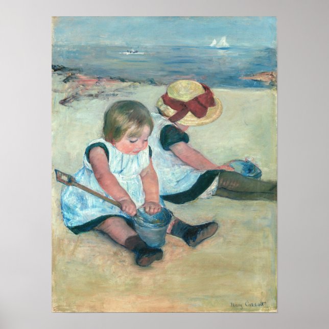 Poster Mary Cassatt - Crianças Brincando na Praia (Frente)
