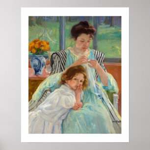 Poster Mary Cassatt - Jovem Mãe costurando