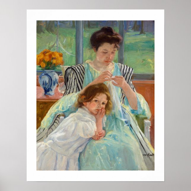 Poster Mary Cassatt - Jovem Mãe Costurando (Frente)