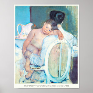 Poster Mary Cassatt Mulher sentada com braços de crianç