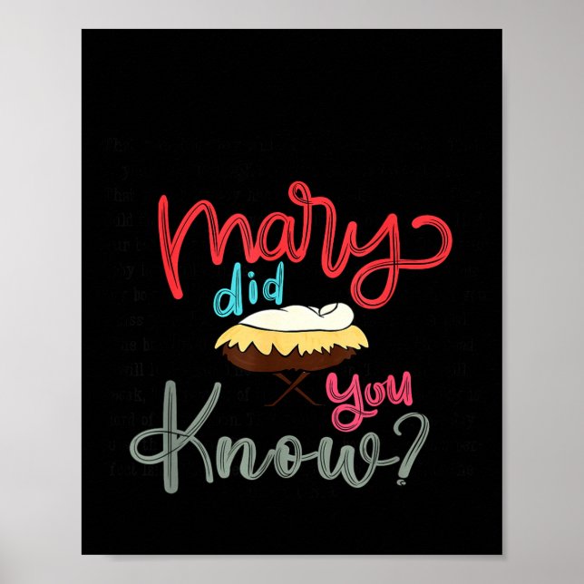 Poster Mary Did You Know Christian Bible Verse Christmas  (Frente)
