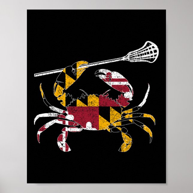 Poster Maryland Blue Crab Lacrosse Lover Tee Flag De Mary (Frente)