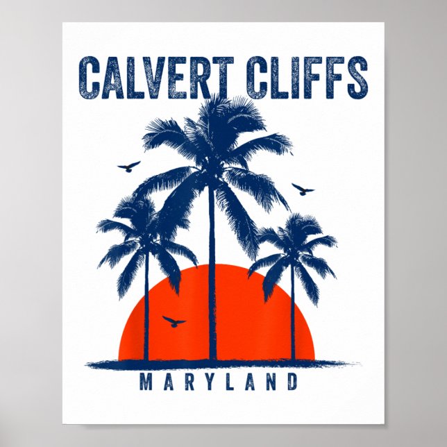 Poster Maryland Calvert Cliffs Surfing no Oceano (Frente)